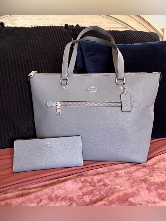 Coach Handbags - Coach Gallery Tote and Wallet Set Crossgrain Leather Twilight Blue